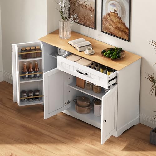 Aparador para armario moderno: mueble buffet de 3 puertas y cajón 6