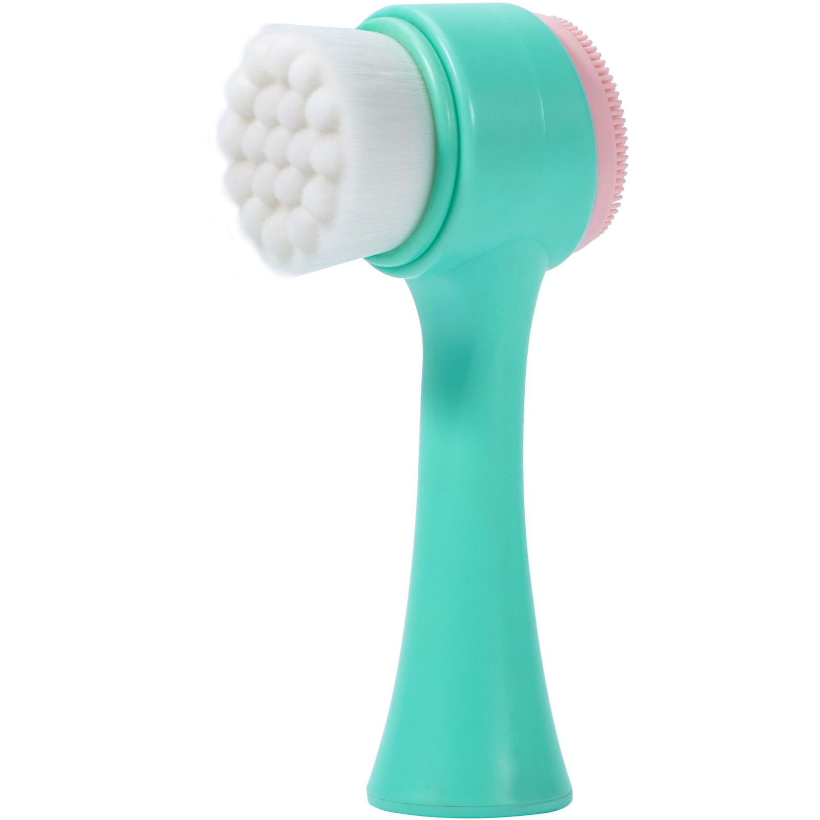 Face Brush 2 in 1, Facial Cleansing Exfoliating Brush with Ultra Fine Soft Bristles for Pore Deep Cleansing Silicone Double Side Face Wash Scrub Brush