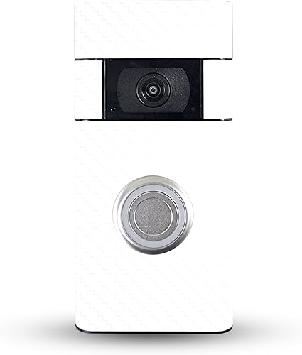 Miniatura 1 de MightySkins - Piel de fibra de carbono compatible con timbre de video Ring (2ª generación), blanco sólido, acabado de fibra de carbono texturizado