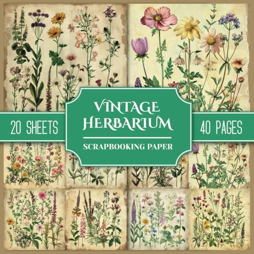 Vintage Herbarium Scrapbooking Paper: Double-Sided Patterned Paper Decorative Collection. 20 Botanical Designs 8.5" x 8.5" For Scrapbooks, Cards, Collages, Junk Journals, and Paper Crafts image 2