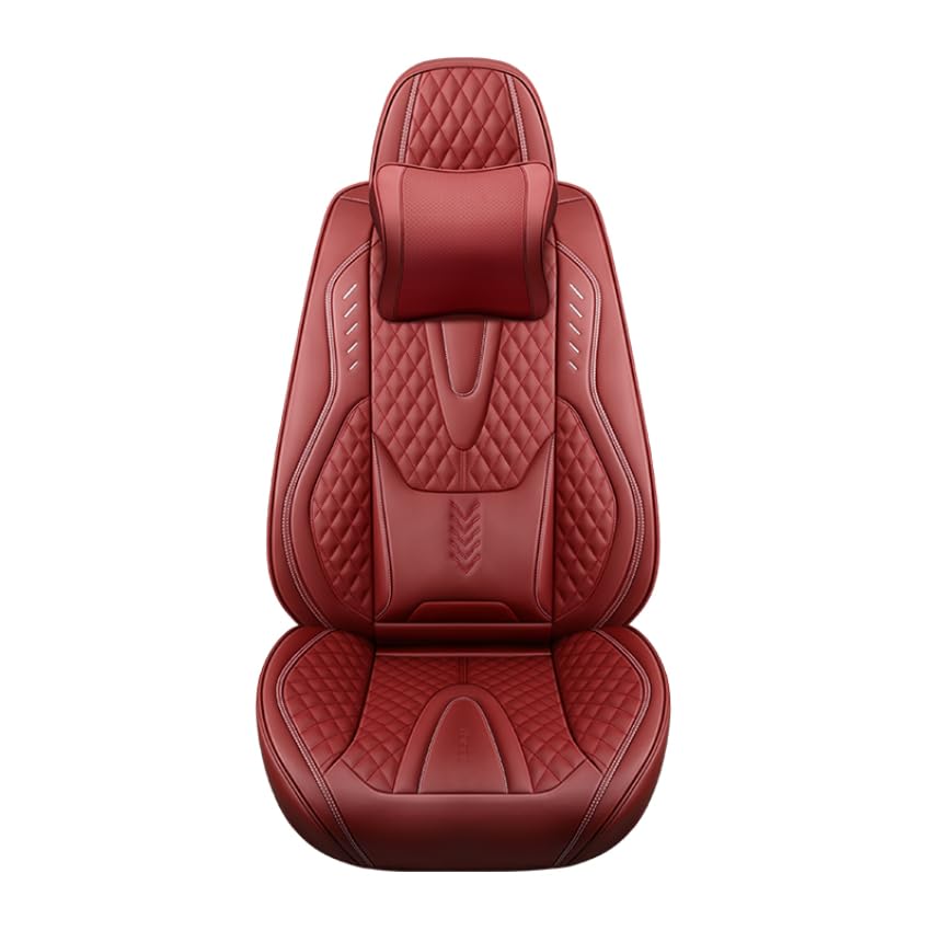 ELLIAT Universal Leather Car Seat Covers for Vw Volkswagen Golf 6 Gti Golf 7 Golf 7 Gti Golf Tdi Golf Sportsvan Linea Bianca Nera，5-seater Accessories Red