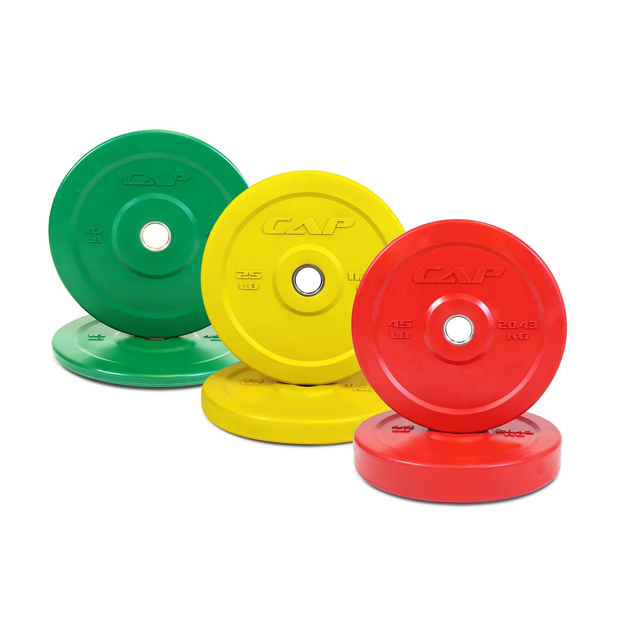 CAPHAUS 2 inch Olympic Size Color or Black Premium Bumper Plate Set with Steel Insert, Great for Strength Training, Weightlifting & Crossfit Competition, Size Options Available