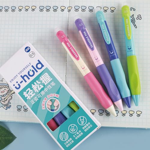 MOZXIRZ 4 bolígrafos retráctiles de gel borrable 0.5mm azul miniatura 3