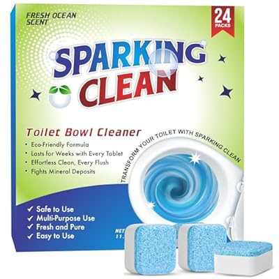 Sparking Clean Toilet Bowl Cleaner Tablets – 24 Pack Toilet Bowl Tablets for Inside the Bowl – Long-Lasting Toilet Cleaners for a Spotless Finish