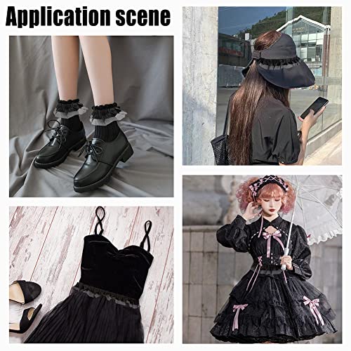 Olycraft 33 Yards Double Ruffle Lace Trim 1.6 Inch Black Organza Trim Ruffled Pleated Lace Fabric Ribbon Pleated Edging Trimmings Fabric For Headband Clothes Sewing Embellishment #TOP5