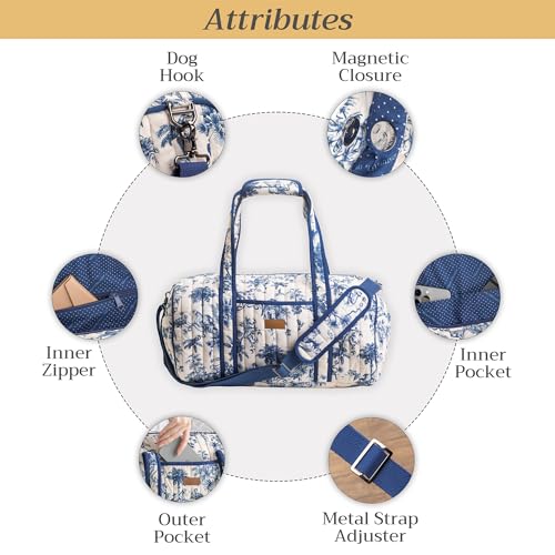 Maison d'Hermine Travel Duffle bag Cotton Quilted bag Overnight Luggage Weekender Business Travellers Family Trip - Bonobo - Blue3