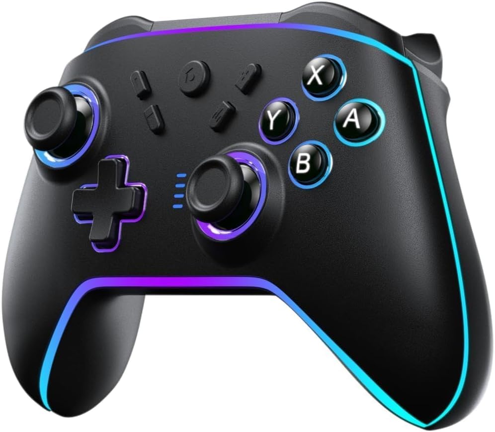 Trosvan Mando para Switch, Mando Inalámbrico para Switch/Lite/OLED, Mando RGB Pro PC Controller con Turbo/Led RGB/Programable/Vibración