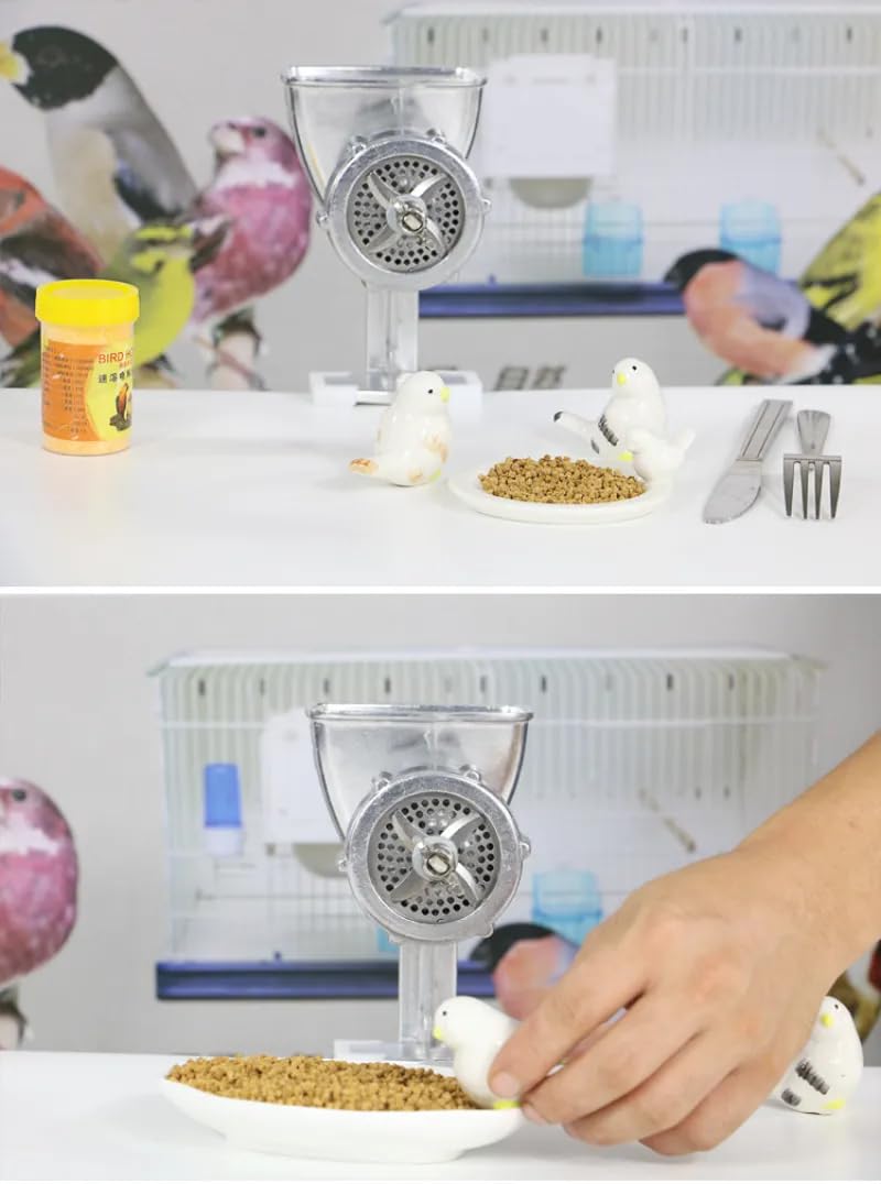 Mały ręczny granulator, przynęta na ryby, karma dla ptaków, karma dla papug, kurczak, kaczka, kot, pies, królik, karma dla szczurów, domowe narzędzie do granulacji do użytku domowego (srebrzysty