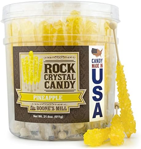 Boone's Mill | Rock Crystal Candy | Yellow Pineapple | 36 Sticks