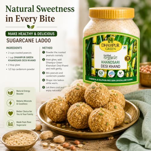 Image of Dhampure Speciality Khandsari Unrefined Cane Sugar | Organic Desi Khand 800g | Organic Raw Cane Khand Sugar | Sulphur Free Natural Traditional Sweetener | Healthy Alternative to Refined Sugar