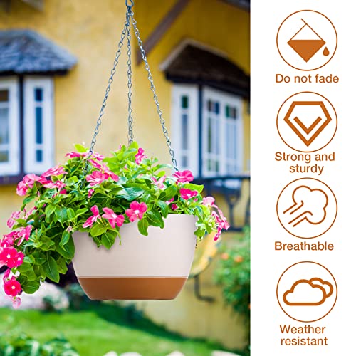 Mumufy 6 Pcs 8 Inch Hanging Planter For Indoor And Outdoor Plants Plastic Hanging Flower Pots With Drainage Hole And Removable Saucer Hanging Plant Holder Plant Hanging Basket  thumb #2