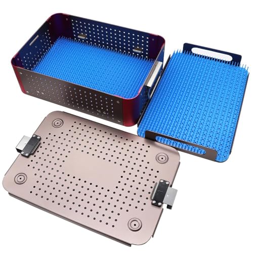 Bandeja de instrumentos quirúrgicos Caja de esterilización de aluminio Caja de esterilización de doble capa Cesta ultrasónica Almohadilla de silicona Amortiguación de la manija portátil Mantenimiento