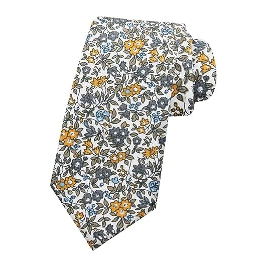 Mantieqingway Men Skinny Tie Cotton Floral Tie 2.56'' Slim Necktie for Wedding Groomsmen Neck Tie