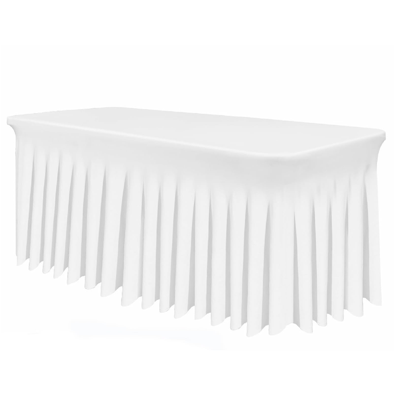 Spandex Table Skirts, One-Piece Stretch Table Covers for Rectangle Tables 6ft, Easy to Install Wrinkle Resistant Fitted Stretchable Table Skirt for Wedding Party Banquet Trade Show
