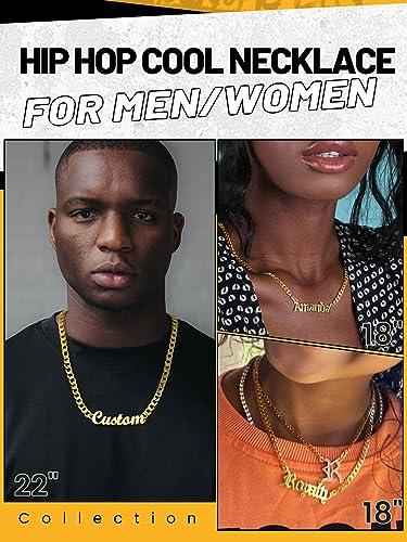 Custom Name Necklace For Men, Gold Nameplated Personalized Initial Name Choker Necklace With Curb Chain Personalized Jewelry Gift For Women #TOP1