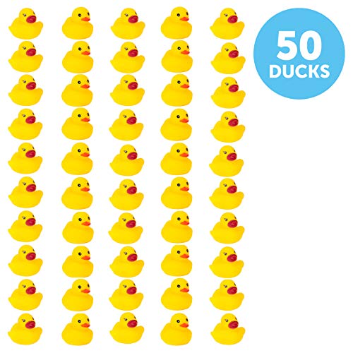 BleuZoo Mini Rubber Ducks | Baby Bath Toy | Bulk Gag Gift Pranks Practical Jokes Birthday Party Favors Decorations Baby Shower | Yellow Duckies - (50 Pack)