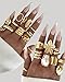 YEEZII 20 Pcs Gold Rings Set for Women, Chunky Statement Flower Finger Midi Rings, Big Boho Stacking Rings Pack Trendy Stuff Jewelry Gift