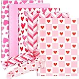 NinkyNonk 100 Sheets Multicolour Heart Tissue Paper, 20 x 14in 5 Styles Heart Gift Wrapping Paper for Birthday Wedding Valentine‘s Day Party Decor Art Craft (A)