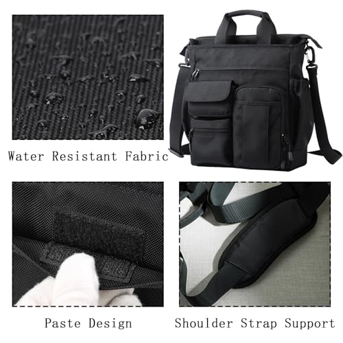 Messenger Crossbody Shoulder Bag, Work Travel Laptop Briefcases for Men, Multi-pocket Purse for Work Business, Man Purse Multi-function (Black)4