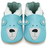 juicy bumbles - scarpe bambino in morbida pelle - orsacchiotto blu - 0-6 mesi