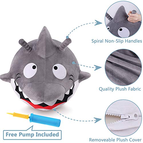 Iplay, Ilearn Bouncy Pals Kids Great White Shark Hopper Ball, Toddler Ride On Bounce Toy, Outdoor Inflatable Jumping Animal W/ Handle, Bouncing Hop Jumper, Birthday Gifts For 2 3 4 5 Year Old Boy Girl #TOP2