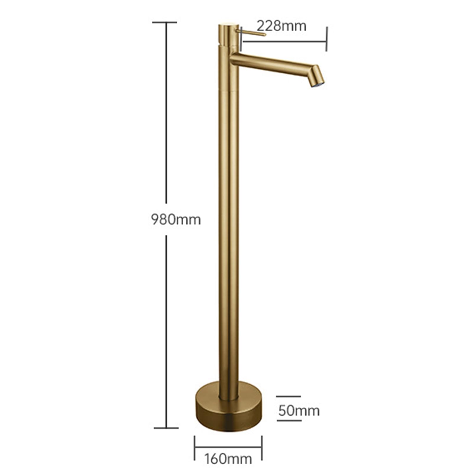 ISCBAFYX Miscelatore per lavabo Rubinetti per lavabo da Bagno Freestanding Maniglia Singola Calda e Fredda in Ottone a Pavimento Rubinetto per lavabo Nero per lavabo