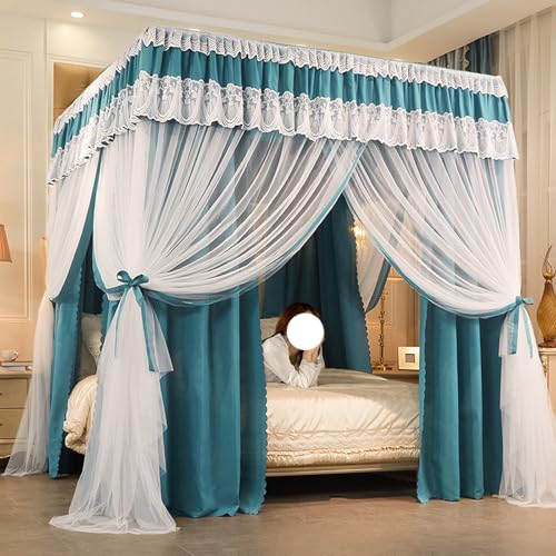 Estas Cortinas para Cama con Dosel, Cortinas de Doble Capa para la decoración del Dormitorio, diseño de Cuatro Esquinas, Son Ideales para realzar la decoración del Dormitorio.
