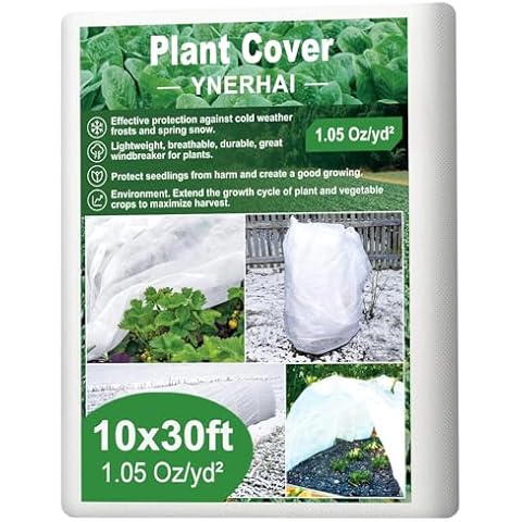 YNERHAI 10x30 ft Plant Covers Freeze Protection, Garden Frost Cloth Plant Covers for Winter Protection, Floating Row Cover Frost Blankets for Outdoor Plants (1.05 Oz/yd²) Cover
