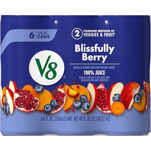 25% coupon - V8 Blissfully Berry 100% Fruit and Vegetable Juice, 8oz, 6 cans
