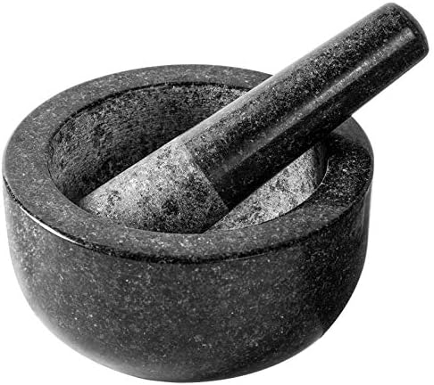 6.3 Inch 3 Cup Mortar and Pestle, Large Heavy Mortar and Pestle Set, Guacamole Mortar and Pestle, Molcajete Large Black Mortar and Pestle and Mortar Guacamole Mortar and Pestle Granite
