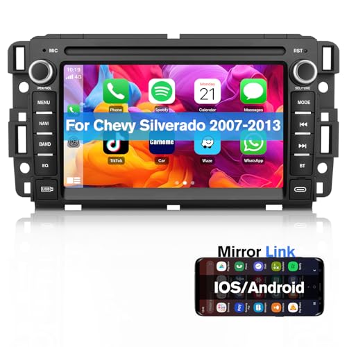 AWESAFE Android Car Stereo for Chevy Silverado GMC Sierra Yukon 2007-2013 Touch Screen Silverado 1500 Radio Replacement with GPS Navigation CarPlay Android Auto Multimedia Video Player - 2GB+64GB