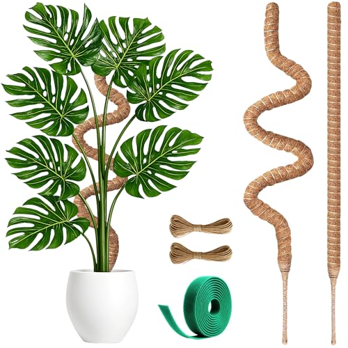 Imezos 2 Pack 30 Inch Moss Pole for Plants, Moss Poles for Climbing Plants Monstera, Handmade Coco Coir Plant Pole, Monstera Plant Support for Plant Grow