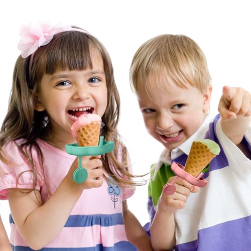 2 Stück Tropfschutz Eis am Stiel Halter, Eishalterung Kinder Silikon Halter, Wiederverwendbarer Halter mit Strohhalm Tropfschutz-Halter, Strohhalm 3 cm Eingebaut Schlitz am Halter für Kinder