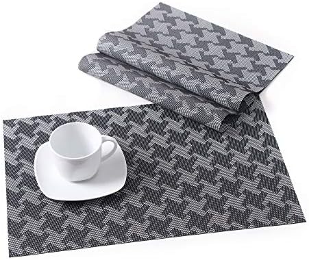 LOVECASA Placemats Set of 12, Washable PVC Place Mats [Non-Slip] [Heat-Resistant] Table Mats Set of 12, 45CM X30CM, Circle Blue