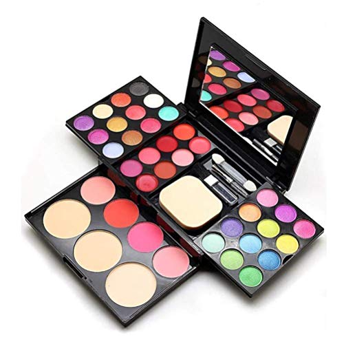 Fashion Base Eyeshadow Palette Makeup Palette 39 Bright Colors Matter and Shimmer Lip Gloss Blush Brushes Makeup Eyeshadow Palette Highly Pigmented Cosmetic Palette