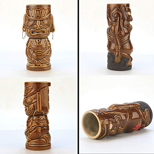 Tiki Mugs Set of 4 — Large Ceramic Hawaiian Luau Party Mugs Drinkware Tiki Bar Mugs for Cocktails-TJB06 (4) - Thumbnail 3
