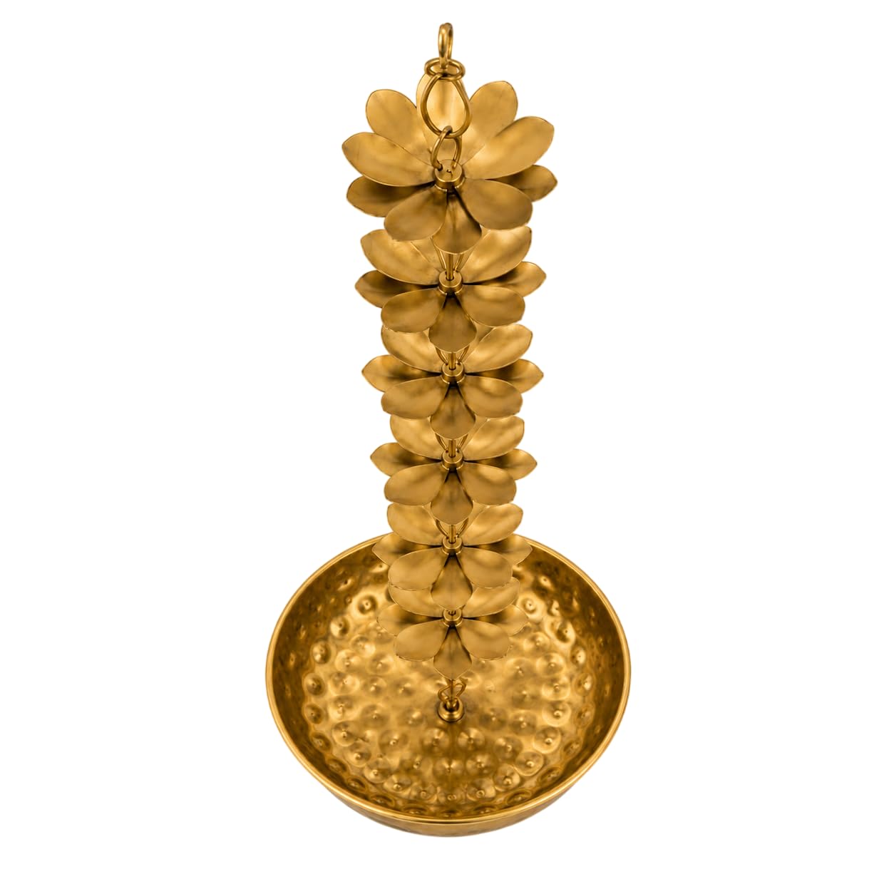 TIJARAT Hanging Urli Bowl with 10 Lotus Flowers | Handmade Metal Diya Hanging Urli for Home Décor, Pooja, Diwali, Wedding & Festive Decoration-picture-28