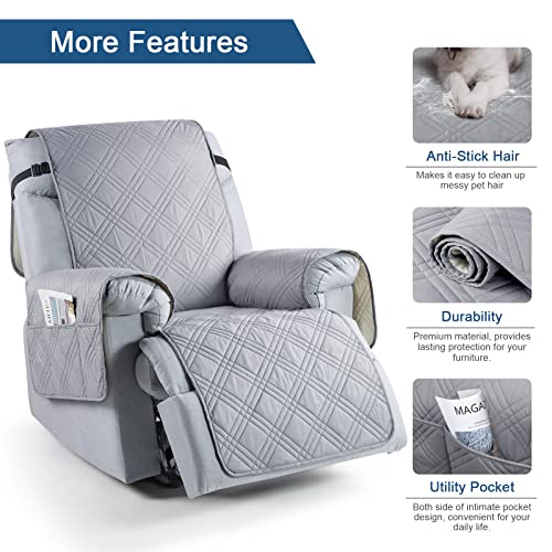 Image of TAOCOCO 100% Waterproof Recliner Chair Cover, Non Slip Recliner Covers for Recliner Chair with Pocket, Washable Reclining Chair Cover Furniture Protector for Kids, Pets(Recliner Chair, Dove Grey)
