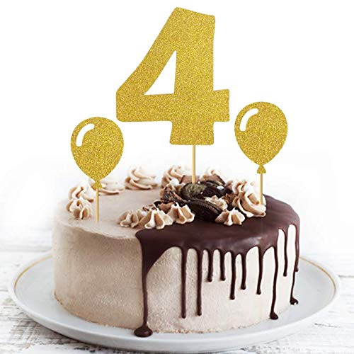 SVM CRAFT 4 Number Golden Glitter Paper Cake Topper - 4th Happy Birthday 6 inch (17 cm) (B08GH9JHCX) Amazon Price History, Amazon Price Tracker