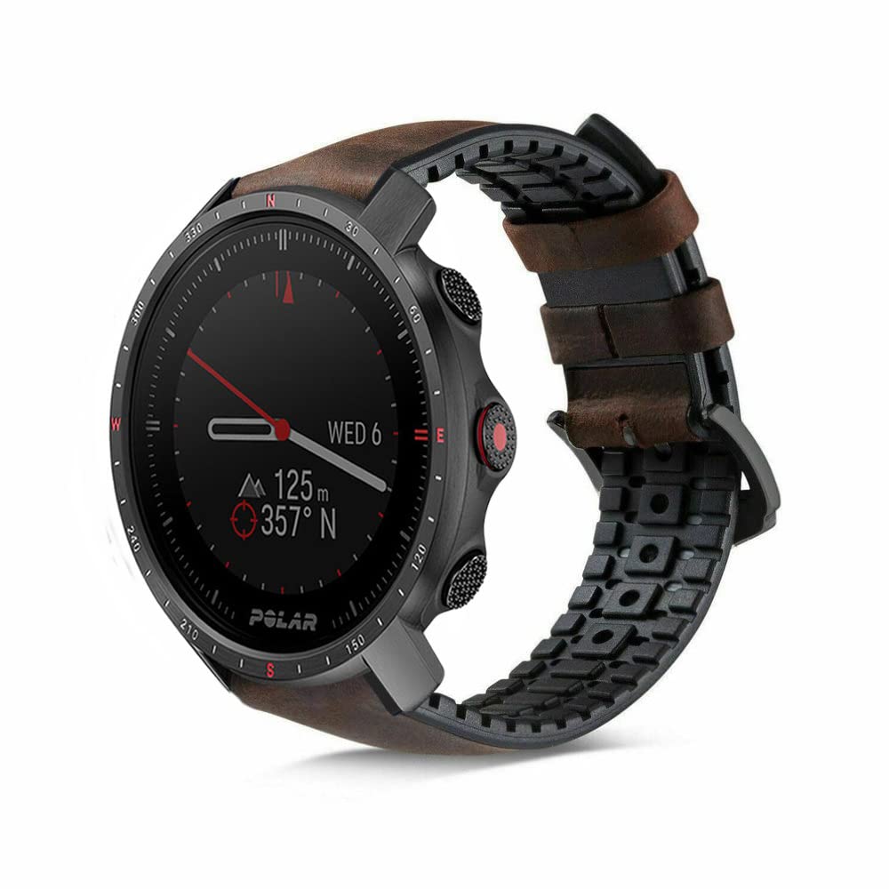 Strap-it Polar Grit X Pro Silicone/Leather Strap (Black/Brown)