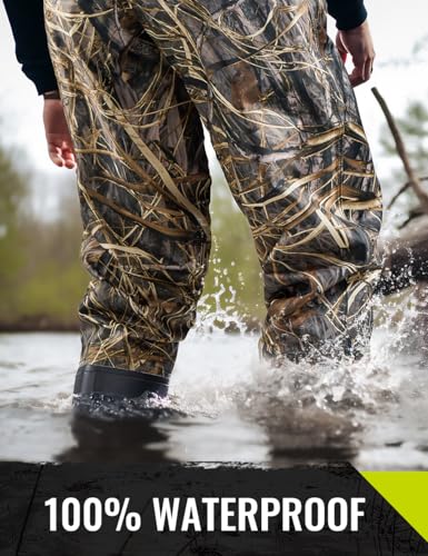 Image of TIDEWE Bootfoot Chest Wader, 2-Ply Nylon /PVC Waterproof Fishing Hunting Waders with Boot Hanger for Men Women Green Brown