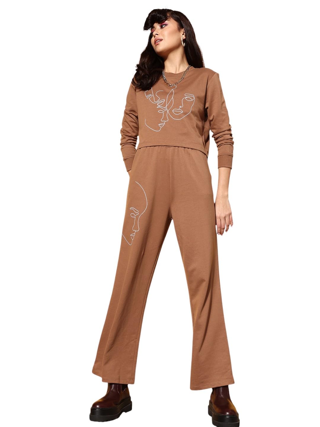 sassafras Women's Line Art Crop Terry Sweatshirt with Pants-picture-39