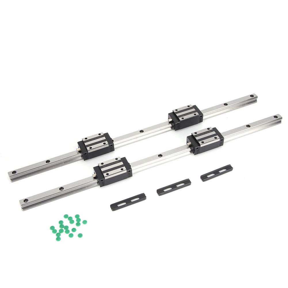 aqxreight 2 szt. Prowadnica Liniowa HG15-500 Mm Z 4 szt. Standardowego Bloku ślizgowego HGH15, Czarny, Błąd Przekracza Z szyną zapewniającą dokładność Prowadnicy, dokładność Wsparcia Wymiany, Szyna