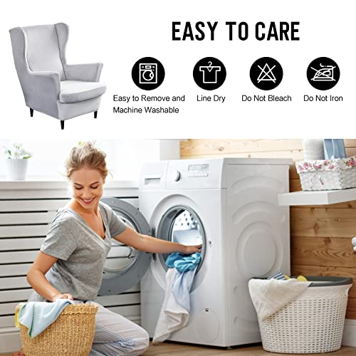 Fundas elásticas para silla wingback de terciopelo pack de 2 fundas protectoras gris 8