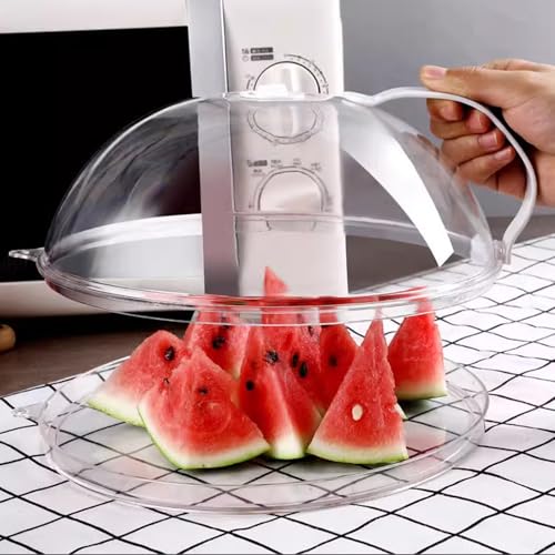 PiPiCat Tapa antiderrames, cubierta para microondas con bandeja, protección contra salpicaduras con asa, accesorios para microondas, sin BPA, resistente al calor hasta 200 °C (tapa antisalpicaduras