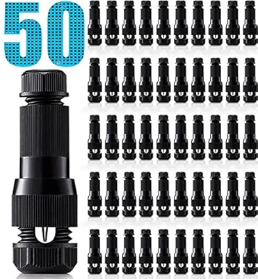 SUNVIE Low Voltage Landscape Lighting Cable Connectors 12-14 Gauge Wire Connectors for Landscape Lights Outdoor Spotlight Path Lights Work with Malibu Paradise and Other Low Voltage Lighting (50 Pack)