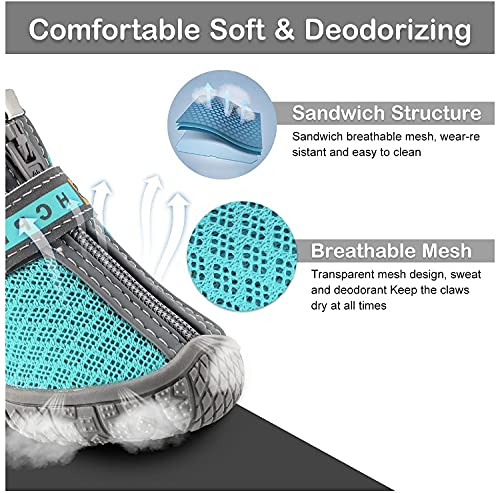 Image of KUTKUT Breathable Dog Shoes with Anti-Slip Sole & Reflective Strap Zipper Closure for Small Medium Dogs on Hardwood Floors & Hiking