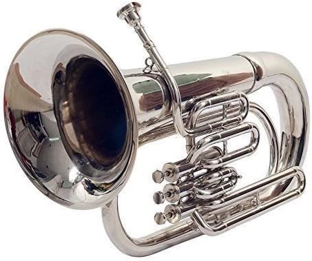 Euphonium Silver Chrome Polish 3 Valve euphonium & Mouth Piece with Carry Bag