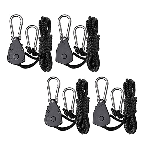 Green Hut 2 Pair of 1/8 inch Adjustable Rope Hanger Heavy Duty for Grow Light Rope Hangers...