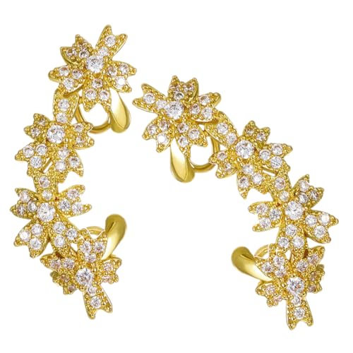 Healvian 花のイヤリング レディース用カフイヤリング ピアスなし クリップ式軟骨イヤリング 軽量で快適 女性向けイヤークリップ ウェディングやコスプレにも 非貫通デザイン